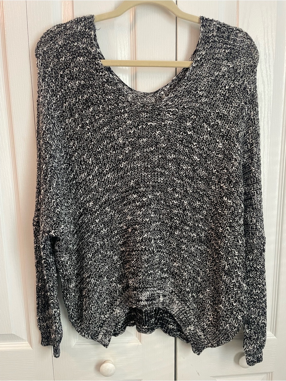 Rue21 Black & White Marled Off-Shoulder Baggy Sweater, S/M